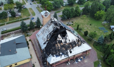Skutki pożaru - zdjęcia z drona
